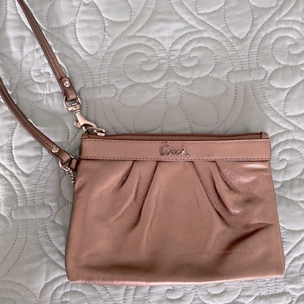Metallic Gold Coach Wristlet